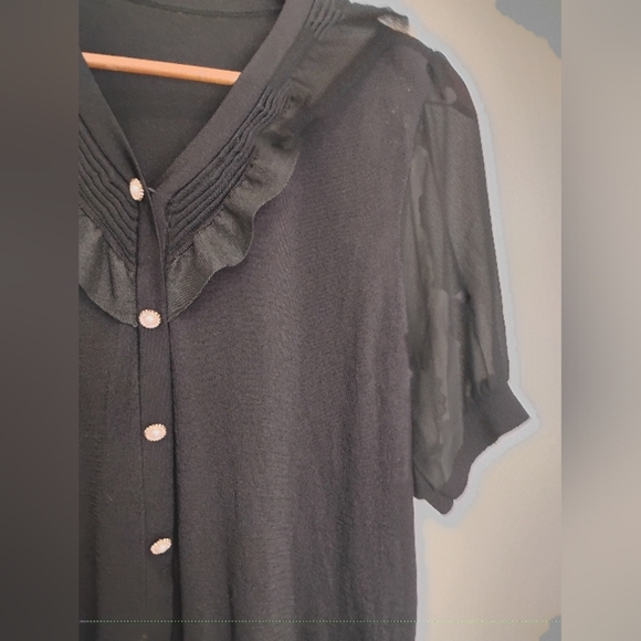 Victorian Grandmacore Witchy Elegant Black Blouse with Button Details - Picture 6 of 11